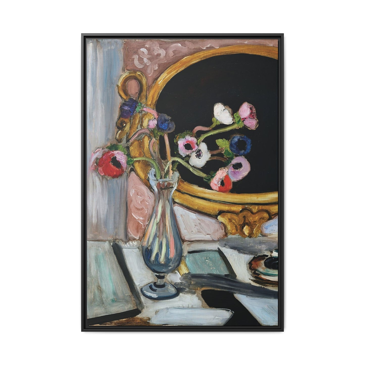 Anémones au miroir noir (1919) by Henri Matisse / Toile encadrée sur caisse américaine
