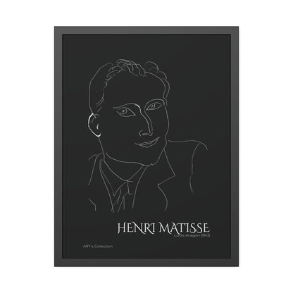 Louis Aragon (1943) black édition by Henri Matisse / Affiche Encadrée série ART's Collection