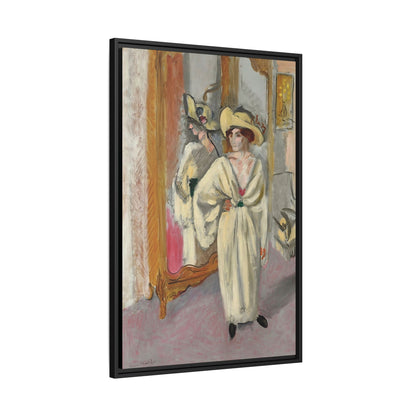 Femme en blanc debout devant une glace (1918-1919) by Henri Matisse / Toile encadrée sur caisse américaine