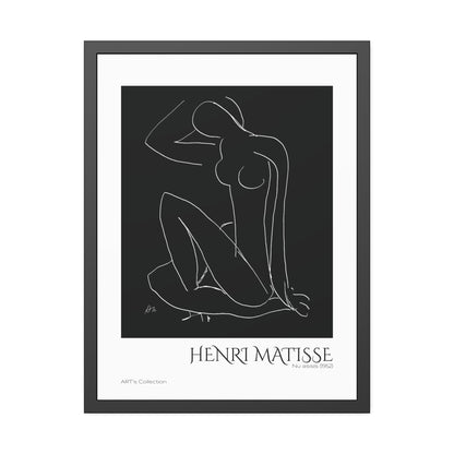 Nu assis (1952) by Henri Matisse version noire et blanche/ Affiche Encadrée série ART's Collection