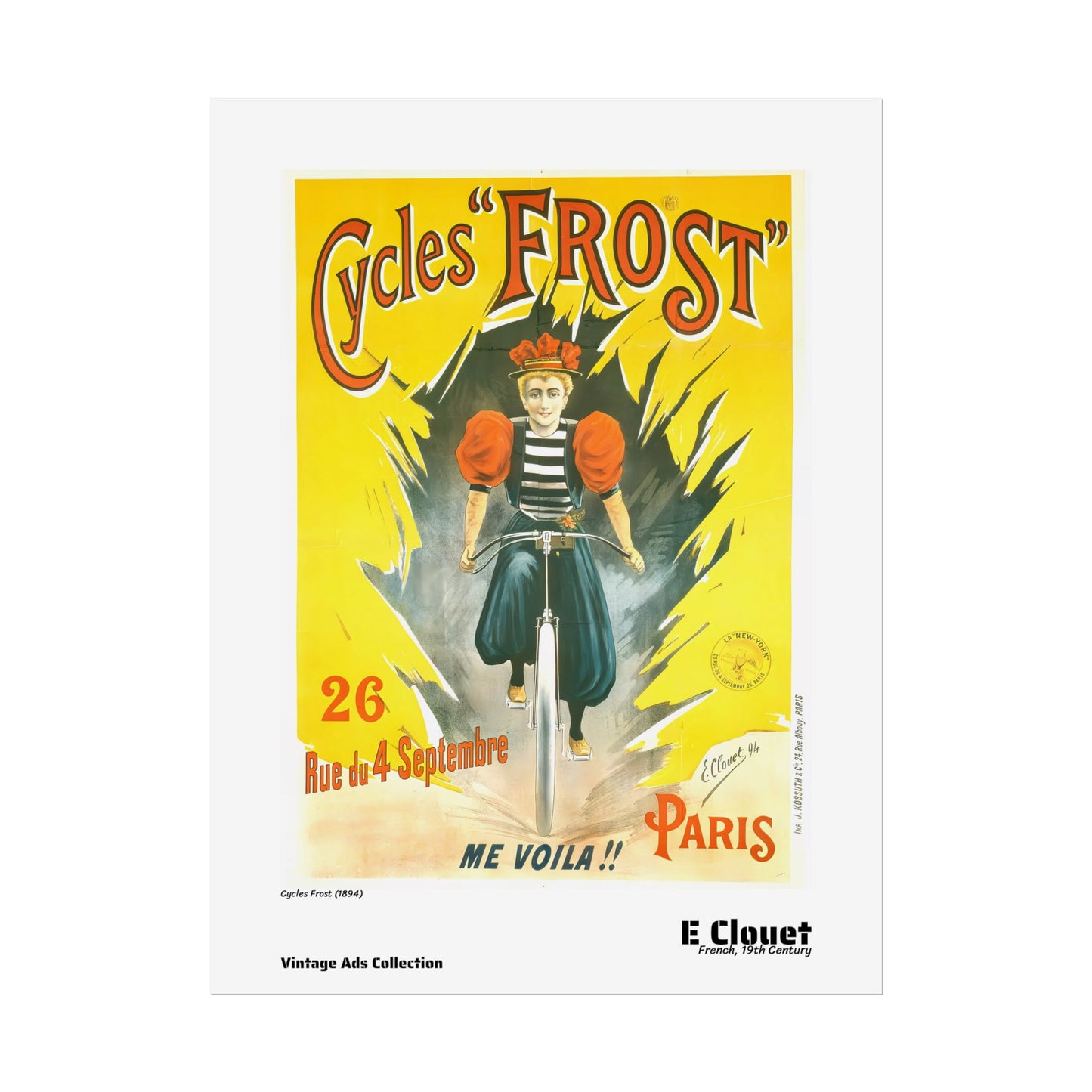 Cycles Frost (1894) by E Clouet  / Affiche imprimée - Série Vintage Ads Collection