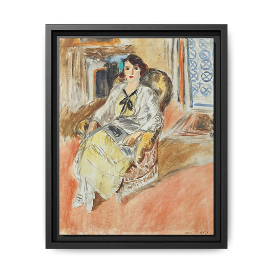 Jeune fille assise, robe jaune (1921-1922) by Henri Matisse / Toile encadrée sur caisse américaine