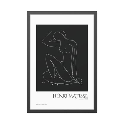Nu assis (1952) by Henri Matisse version noire et blanche/ Affiche Encadrée série ART's Collection