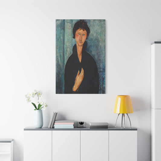 Femme aux yeux bleus (1918) by Amedeo Modigliani / Reproduction Fine Art sur Toile / Flanc Large Epaisseur 3.2 cm - 1.25 inch