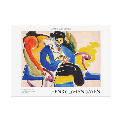 Calligraphic #2 Woman on Chair (1914-1918) by Henry Lyman Saÿen / Affiche imprimée - Série ART's Collection
