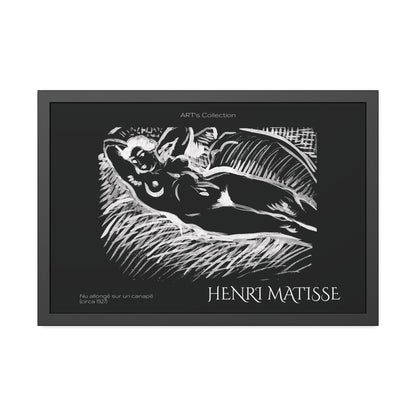 Nu allongé sur un canapé (circa 1927) black édition by Henry Matisse  / Affiche Encadrée série ART's Collection