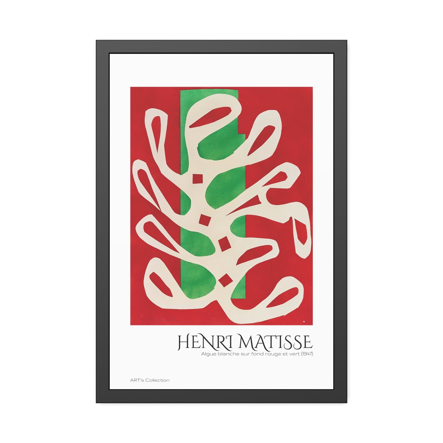 Algue blanche sur fond rouge et vert (1947) by Henri Matisse / Affiche Encadrée série ART's Collection