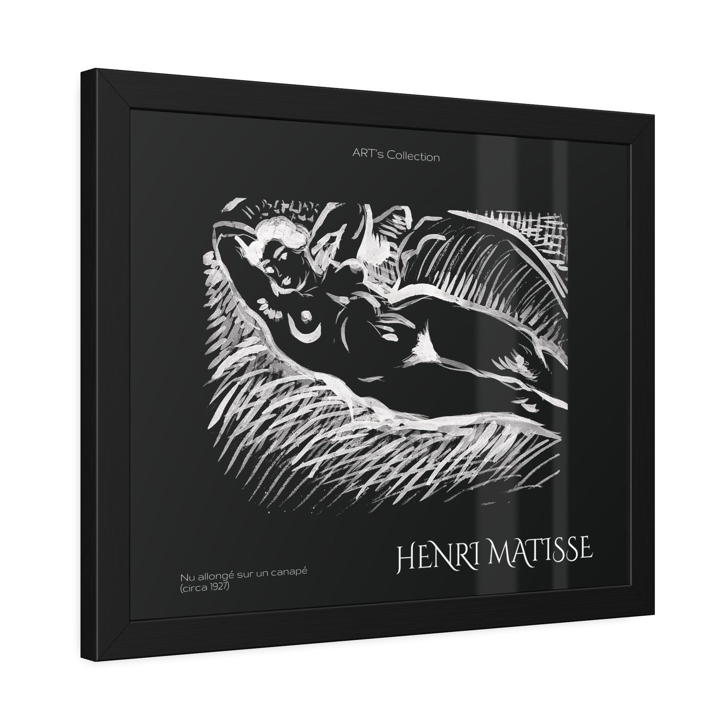 Nu allongé sur un canapé (circa 1927) black édition by Henry Matisse  / Affiche Encadrée série ART's Collection