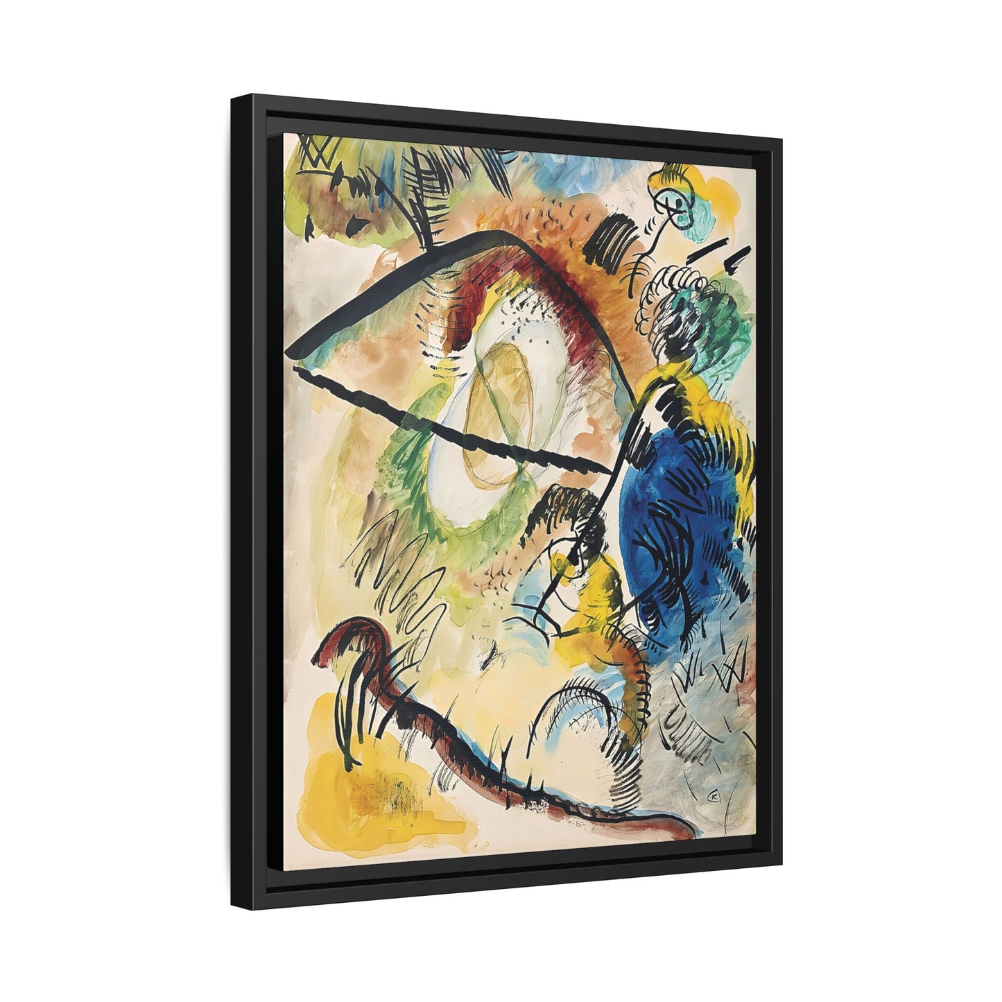 Wassily Kandinsky / Watercolor IX With Black Lines (1913) / Toile encadrée sur caisse américaine