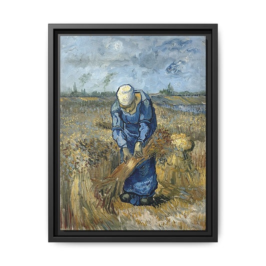 Peasant Woman Binding Sheaves (After Millet) by Vincent van Gogh / Toile encadrée sur caisse américaine