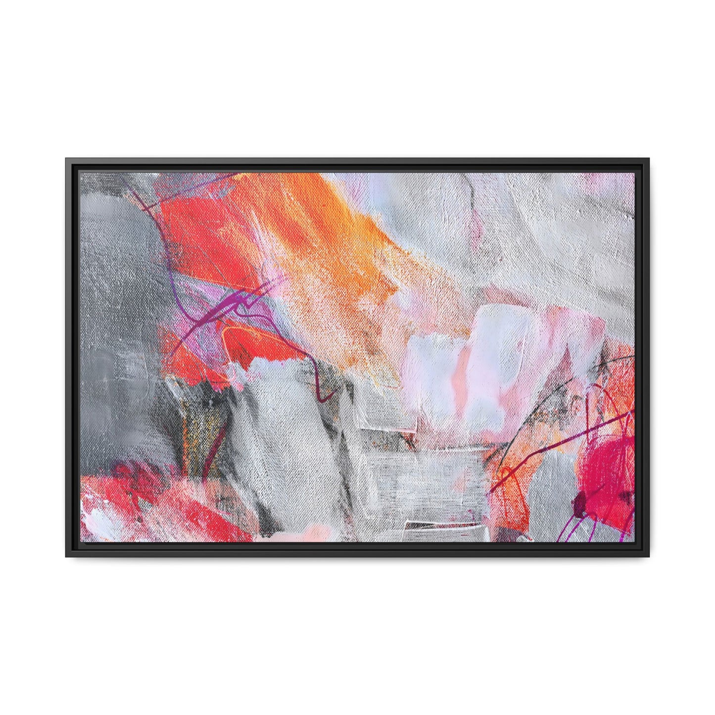 Tableau Intemporel Rouge Cendré "Série Sign Collections" / Toile encadrée sur caisse américaine