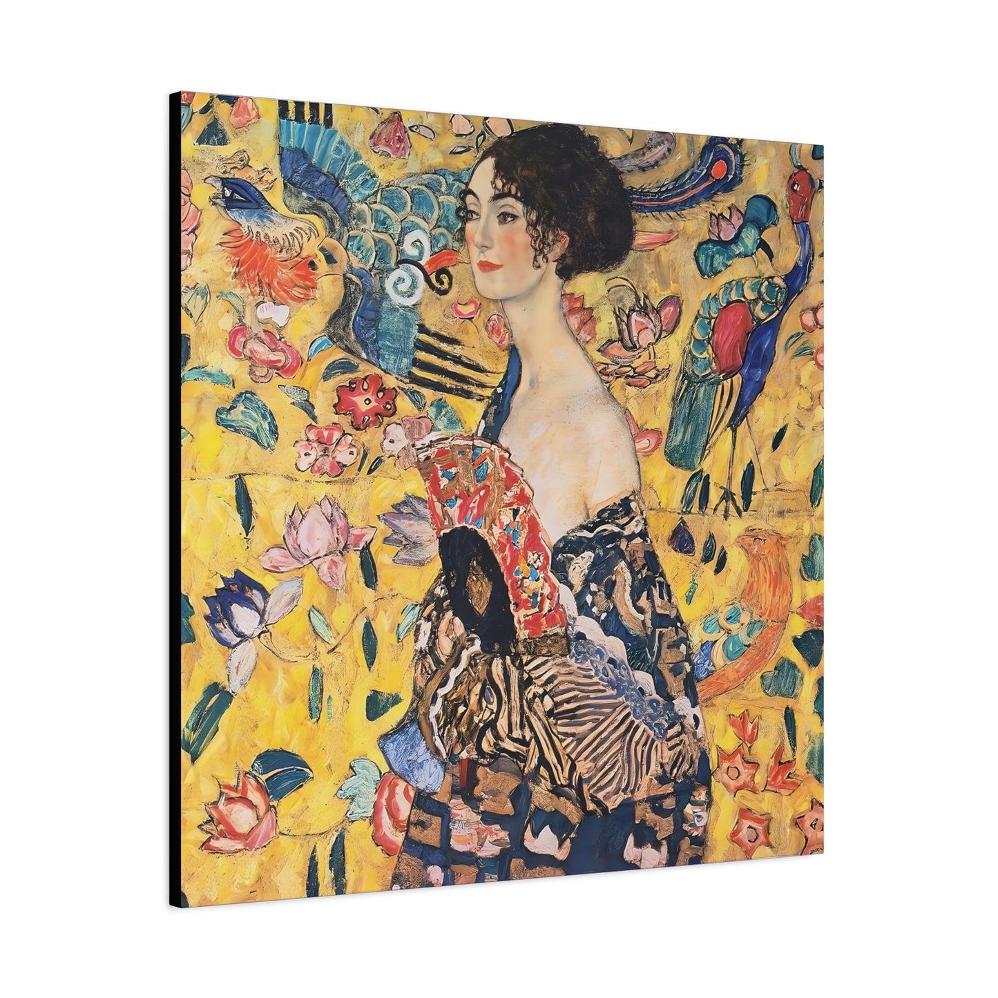 Woman with fan (1917-1918) by Gustav Klimt / Reproduction Fine Art sur Toile / Flanc Large Epaisseur 3.2 cm - 1.25 inch
