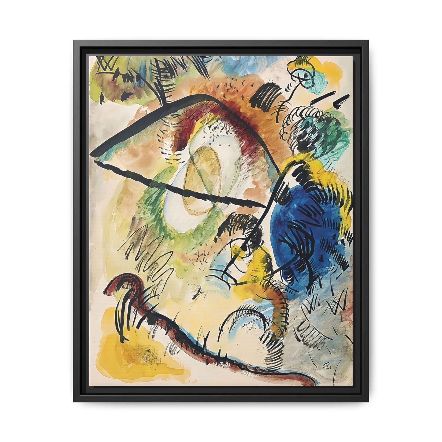 Wassily Kandinsky / Watercolor IX With Black Lines (1913) / Toile encadrée sur caisse américaine