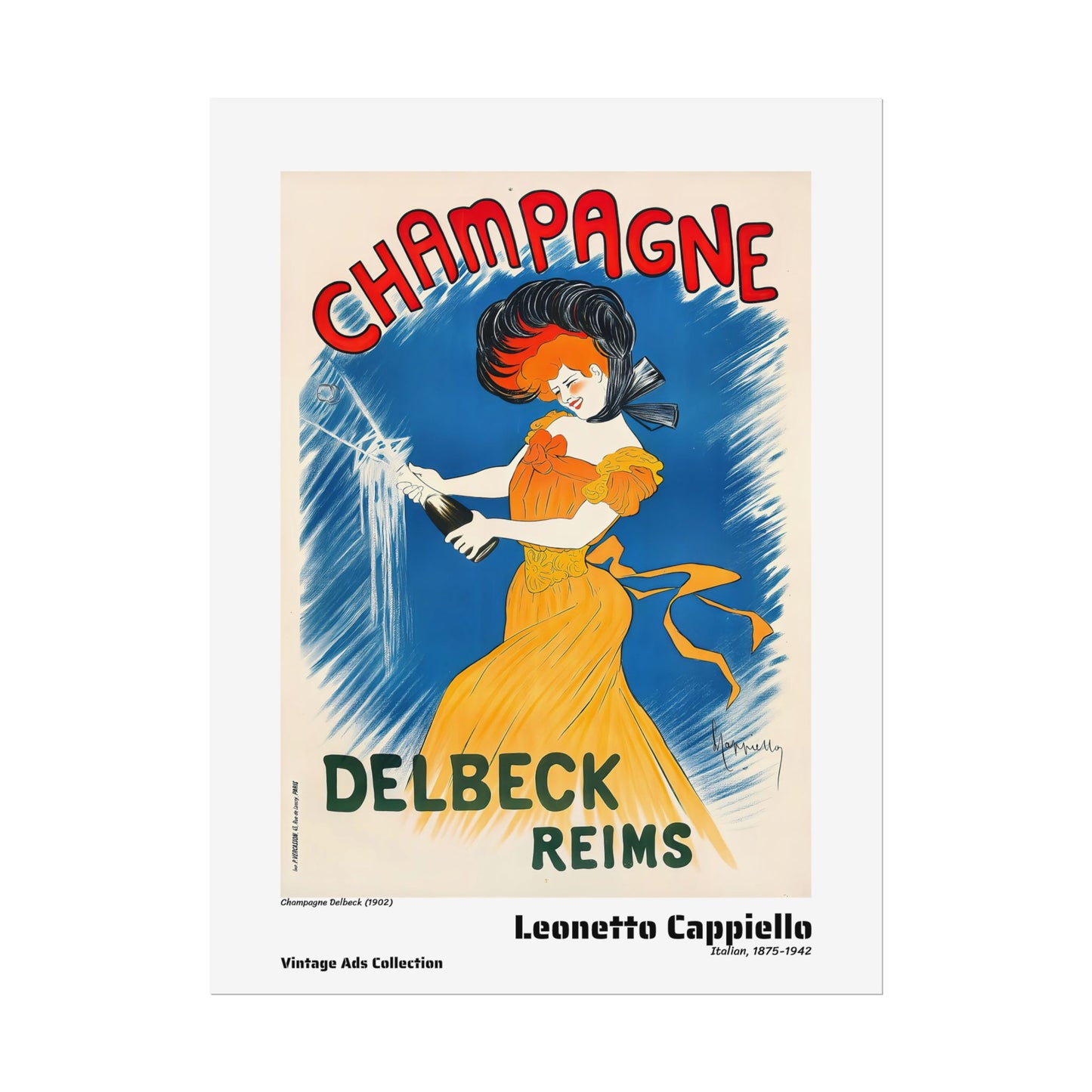 Champagne Delbeck (1902) by Leonetto Cappiello / Affiche imprimée - Série Vintage Ads Collection