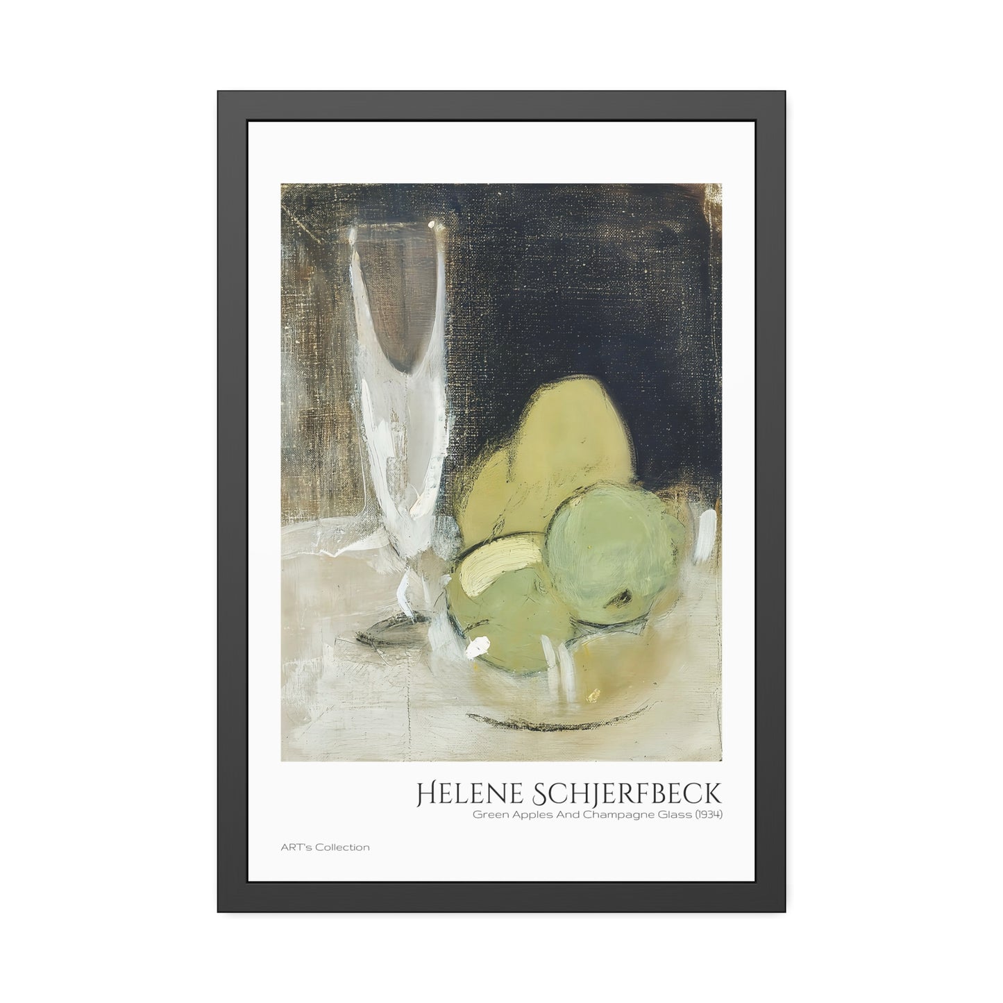 Green Apples And Champagne Glass (1934) by Helene Schjerfbeck / Affiche Encadrée série ART's Collection