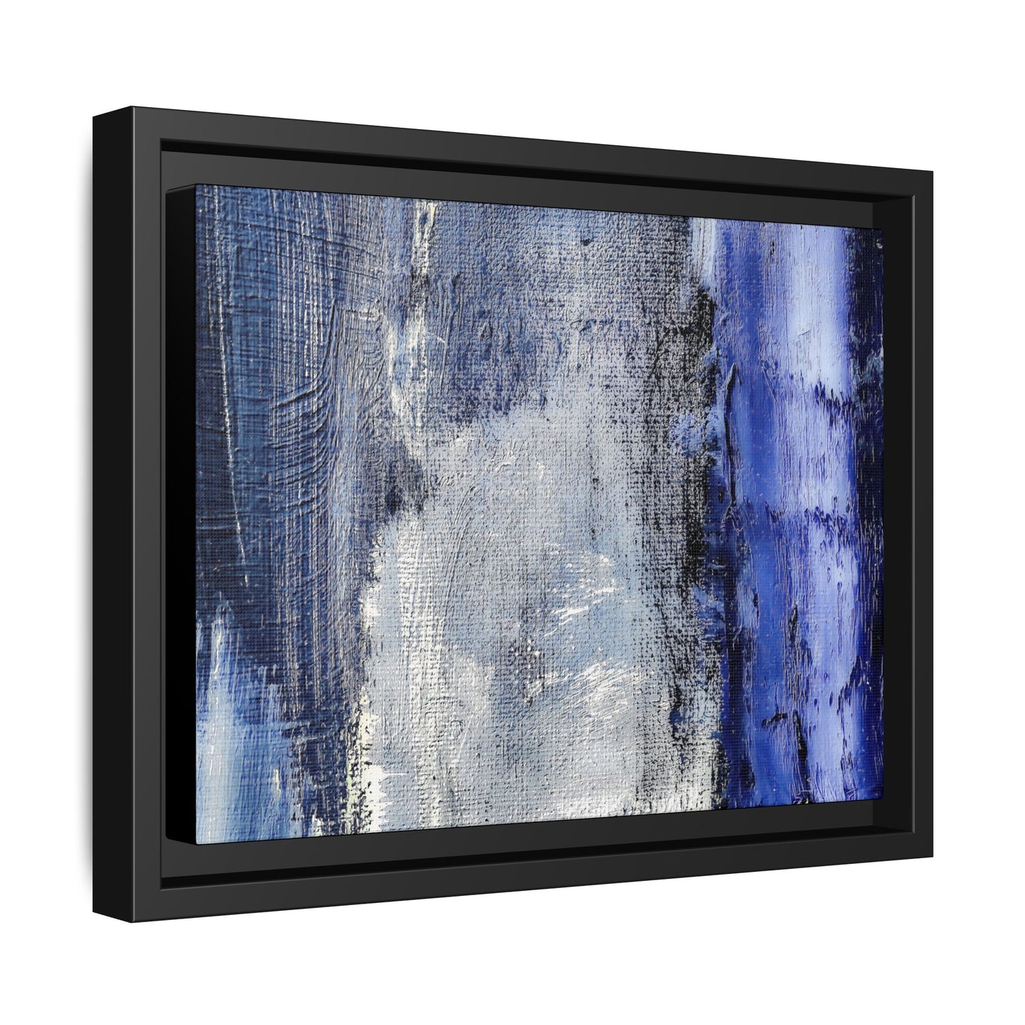 Tableau Beaux Arts Anthracite & Bleu Contrasté "Série Sign Collections" / Toile encadrée sur caisse américaine