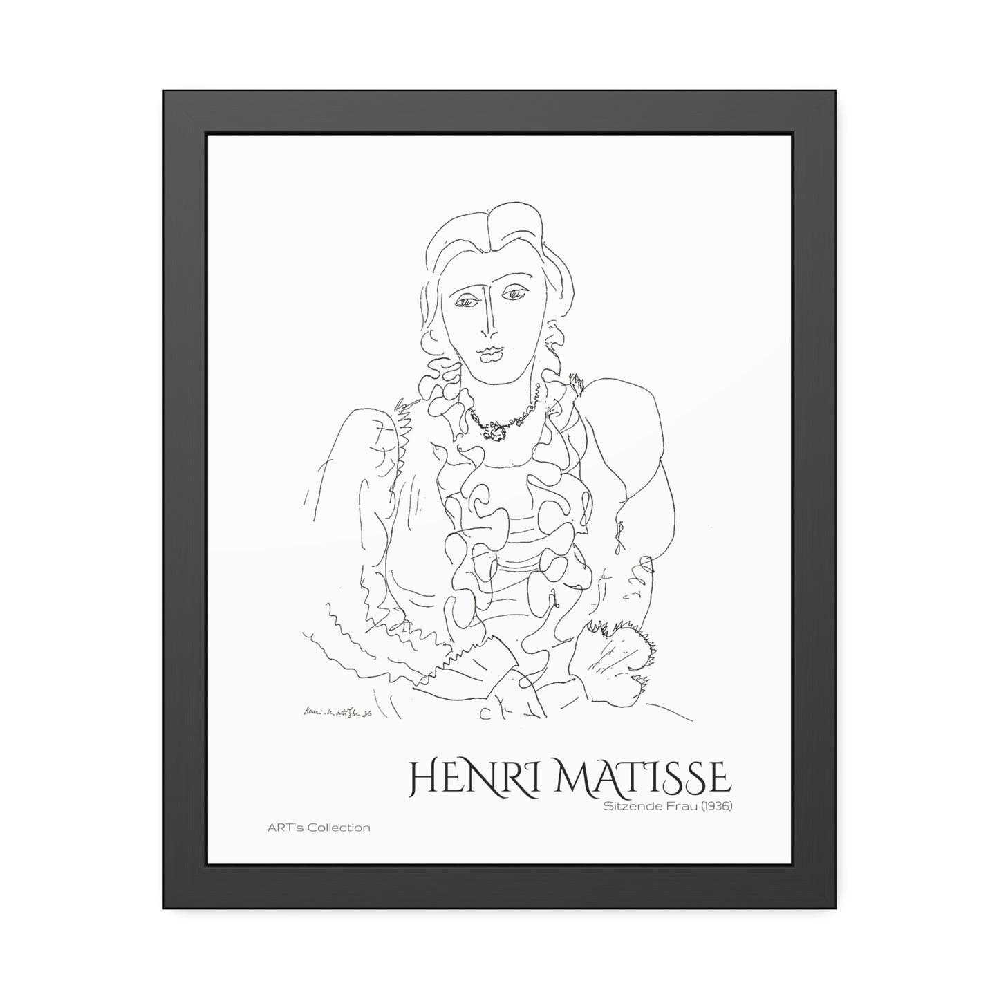 Sitzende Frau (1936) by Henri Matisse  / Affiche Encadrée série ART's Collection