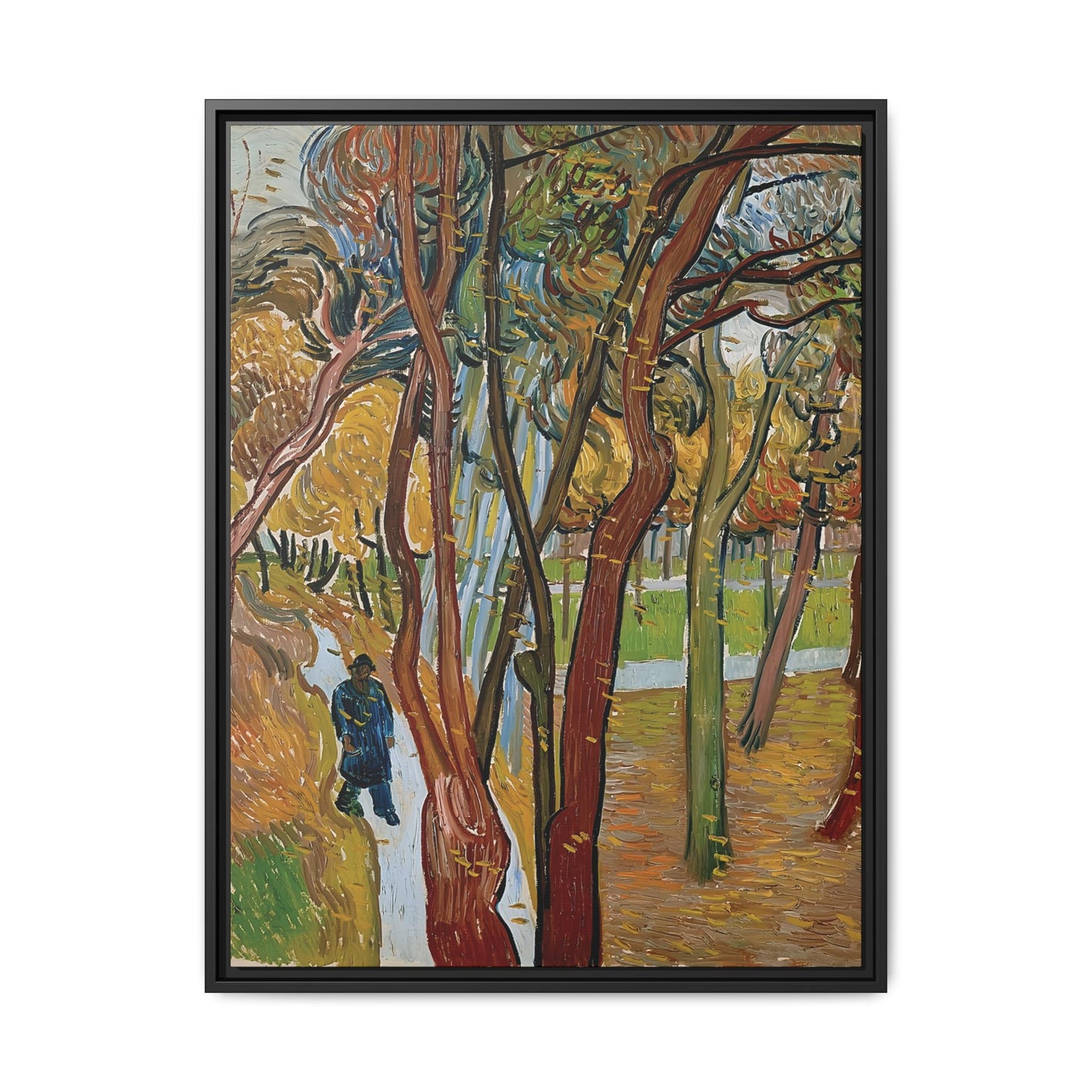The garden of Saint Paul's Hospital (The fall of the leaves) by Vincent van Gogh / Toile encadrée sur caisse américaine