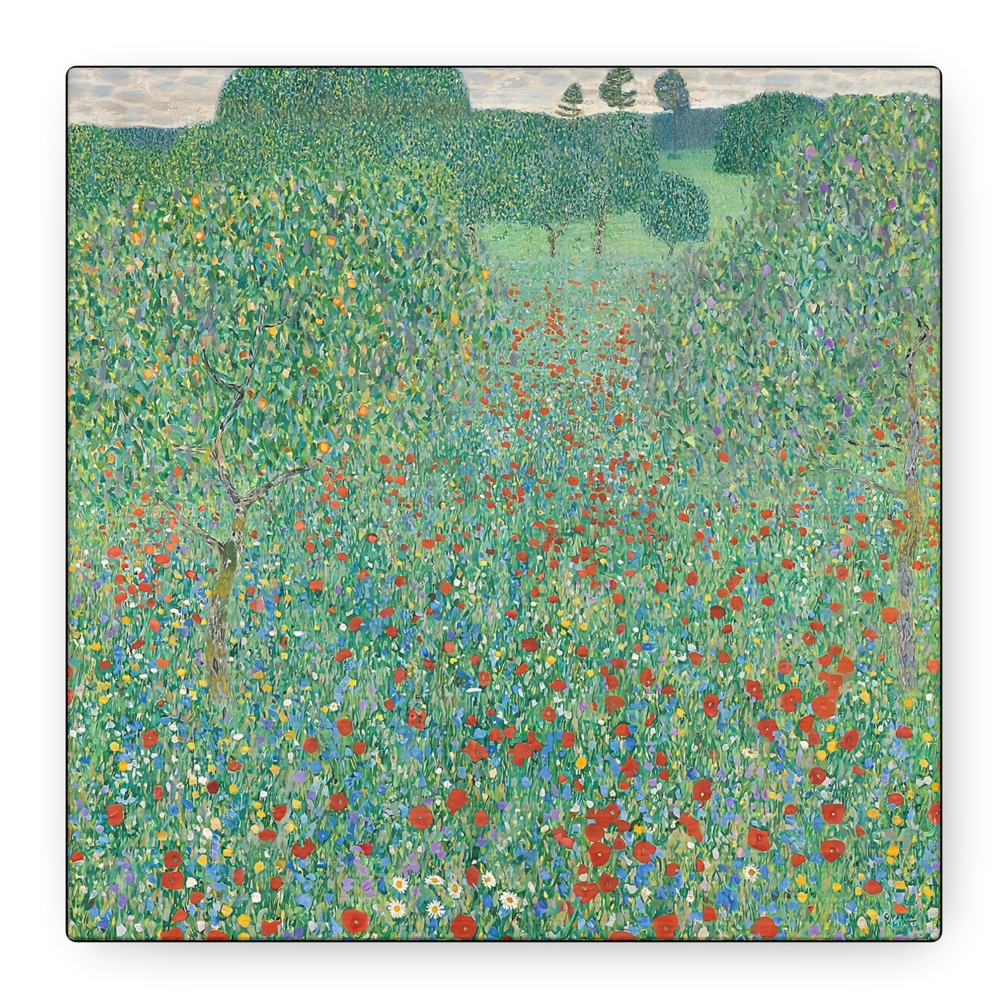 Blühender Mohn Mohnwiese (1907) by Gustav Klimt / Reproduction Fine Art sur Toile / Flanc Large Epaisseur 3.2 cm - 1.25 inch