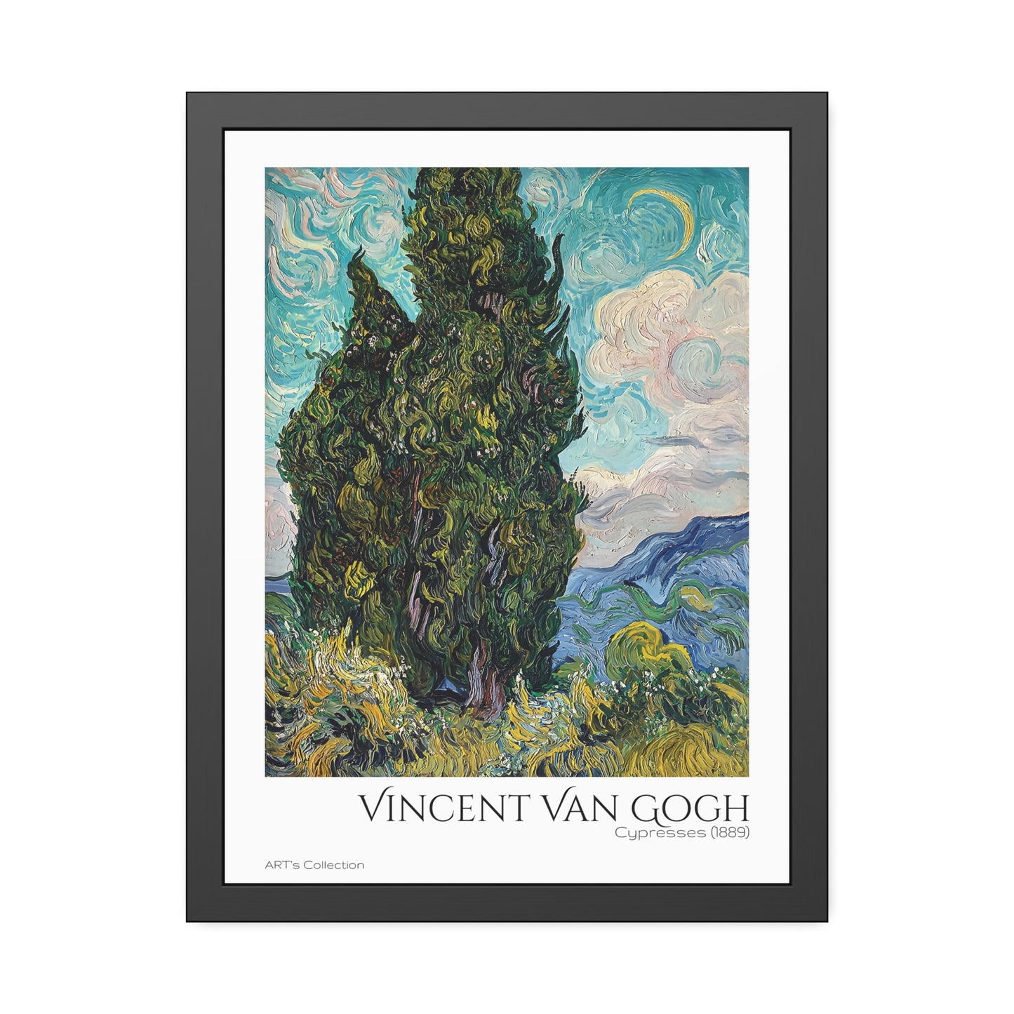 Cypresses (1889) by Vincent Van Gogh / Affiche Encadrée série ART's Collection