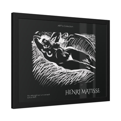 Nu allongé sur un canapé (circa 1927) black édition by Henry Matisse  / Affiche Encadrée série ART's Collection