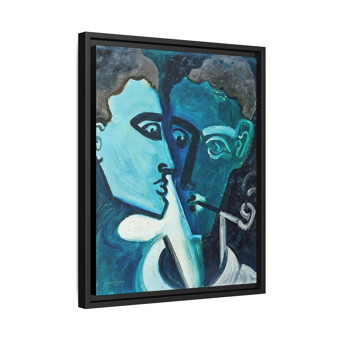 Doppelportrait (1928) by Andreas Walser / Toile encadrée sur caisse américaine