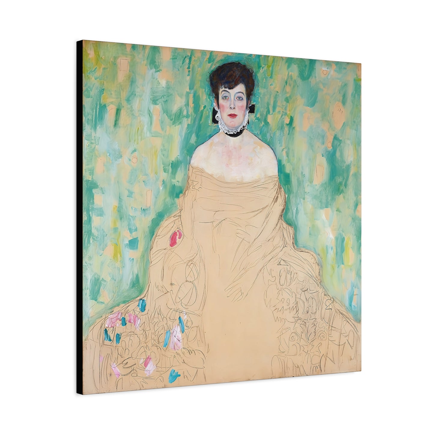 Amalie Zuckerkandl (1917) by Gustav Klimt / Reproduction Fine Art sur Toile / Flanc Large Epaisseur 3.2 cm - 1.25 inch