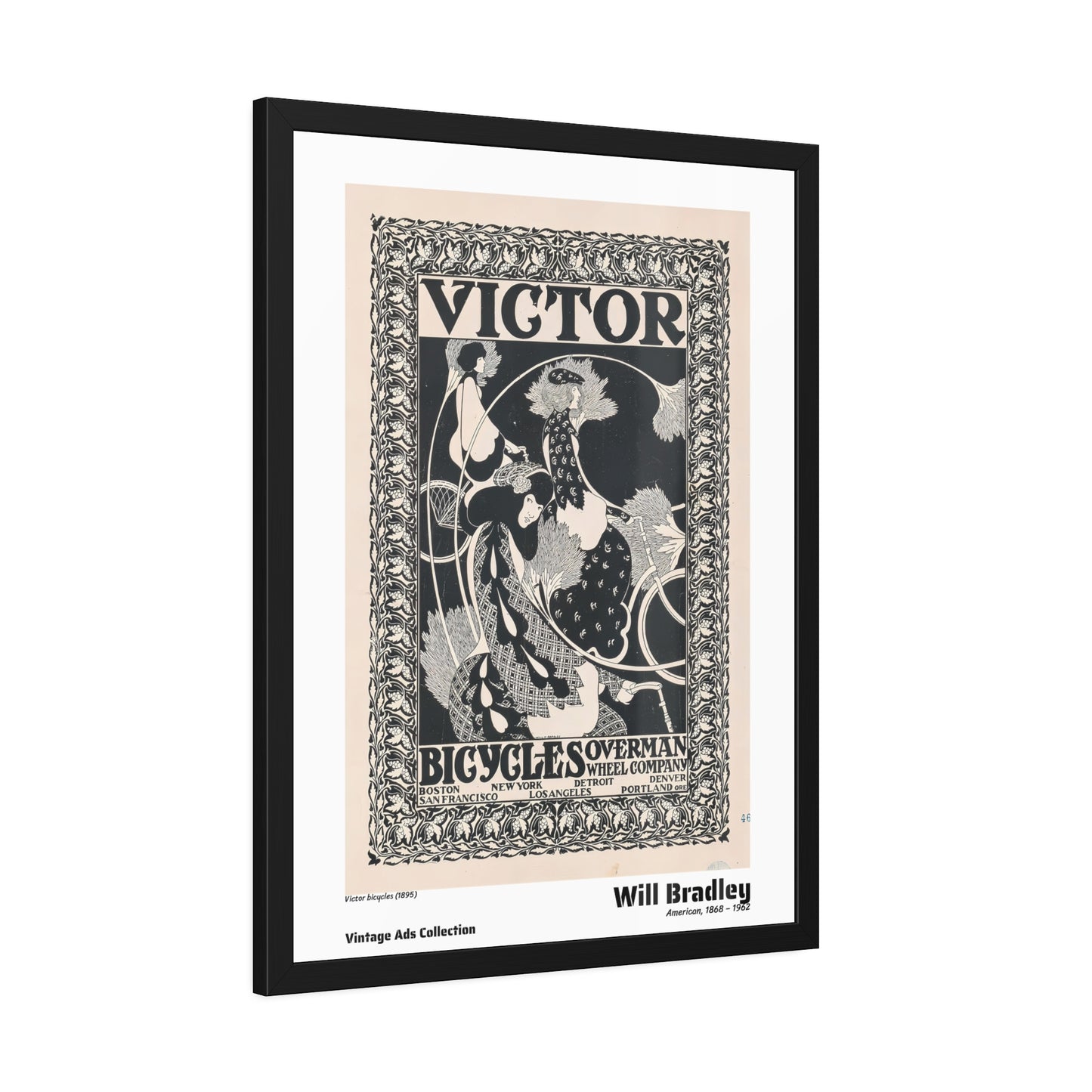 Victor bicycles (1895) by Will Bradley / Affiche Encadrée Série Vintage Ads Collection
