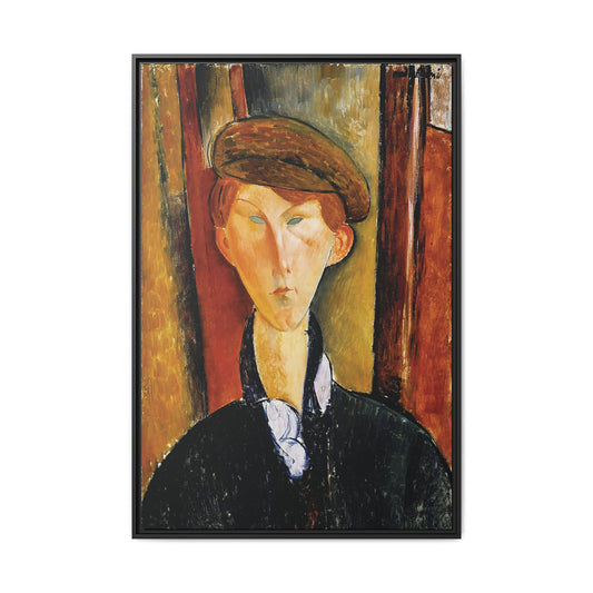 Young Man with a Cap (early 20th century) by Amedeo Modigliani / Toile encadrée sur caisse américaine
