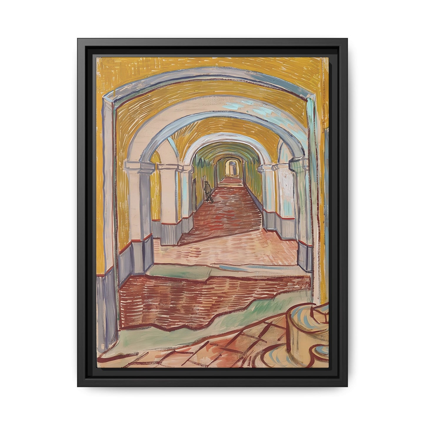 Corridor in the Asylum (1889) by Vincent van Gogh / Toile encadrée sur caisse américaine