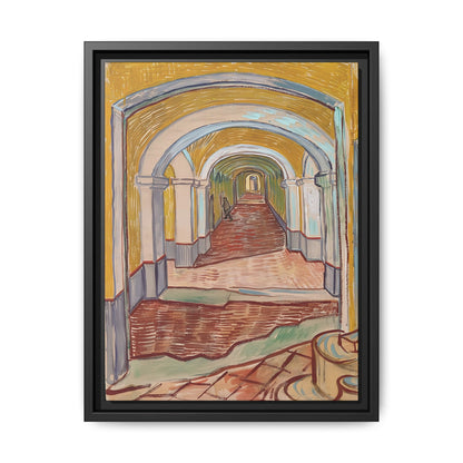 Corridor in the Asylum (1889) by Vincent van Gogh / Toile encadrée sur caisse américaine