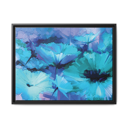 Tableau Floral Turquoise "Série Sign Collections" / Toile encadrée sur caisse américaine