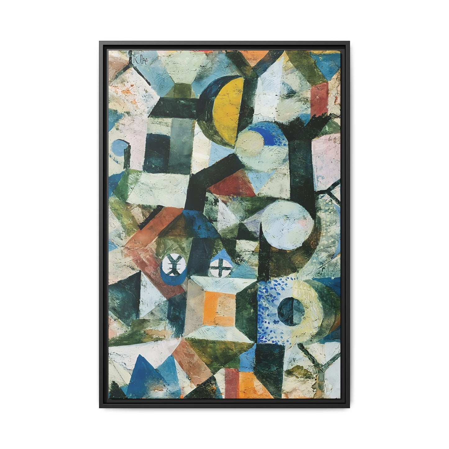 Composition with the Yellow Half-Moon and the Y (1918) by Paul Klee / Toile encadrée sur caisse américaine