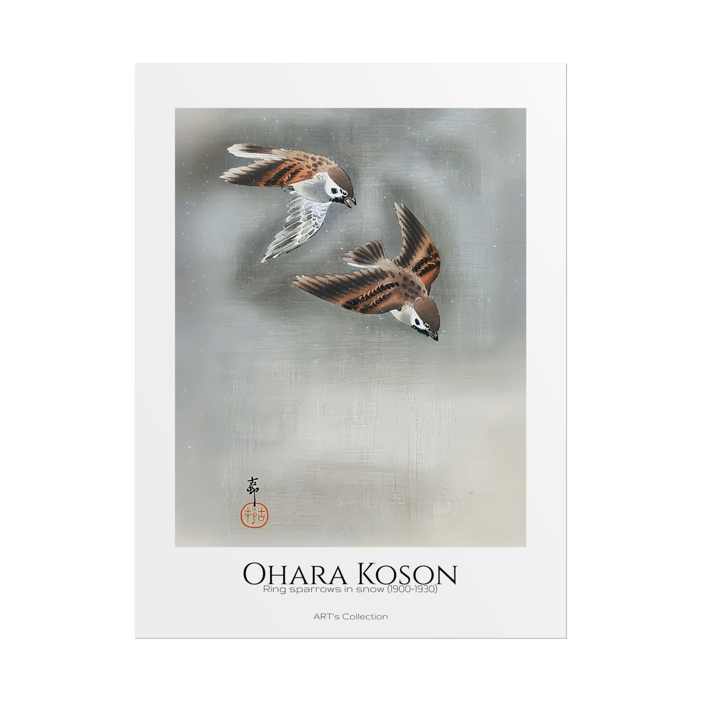 Ring sparrows in snow (1900 - 1930) by Ohara Koson / Affiche imprimée - Série ART's Collection