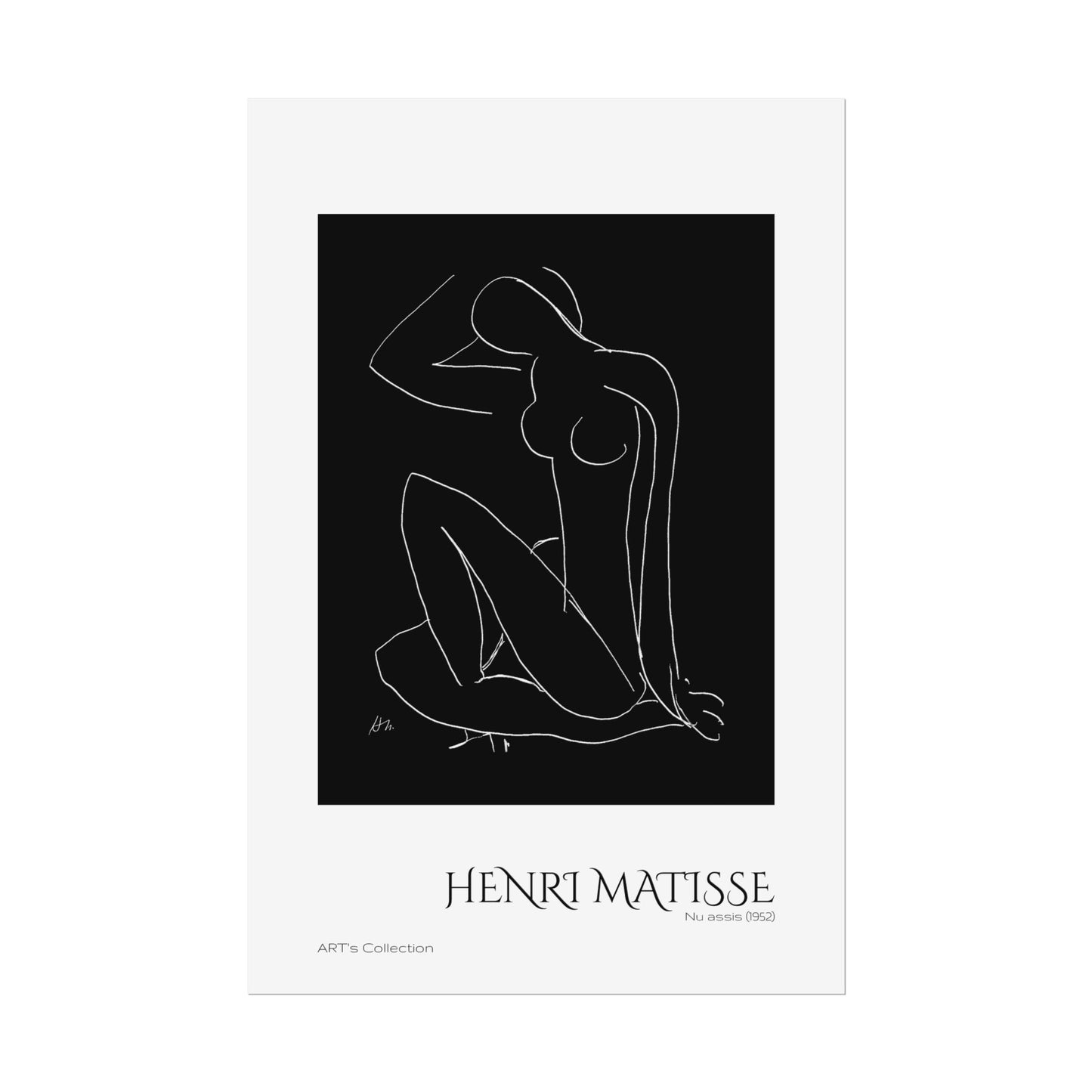 Nu assis (1952) version noire et blanche by Henri Matisse / Affiche imprimée - Série ART's Collection