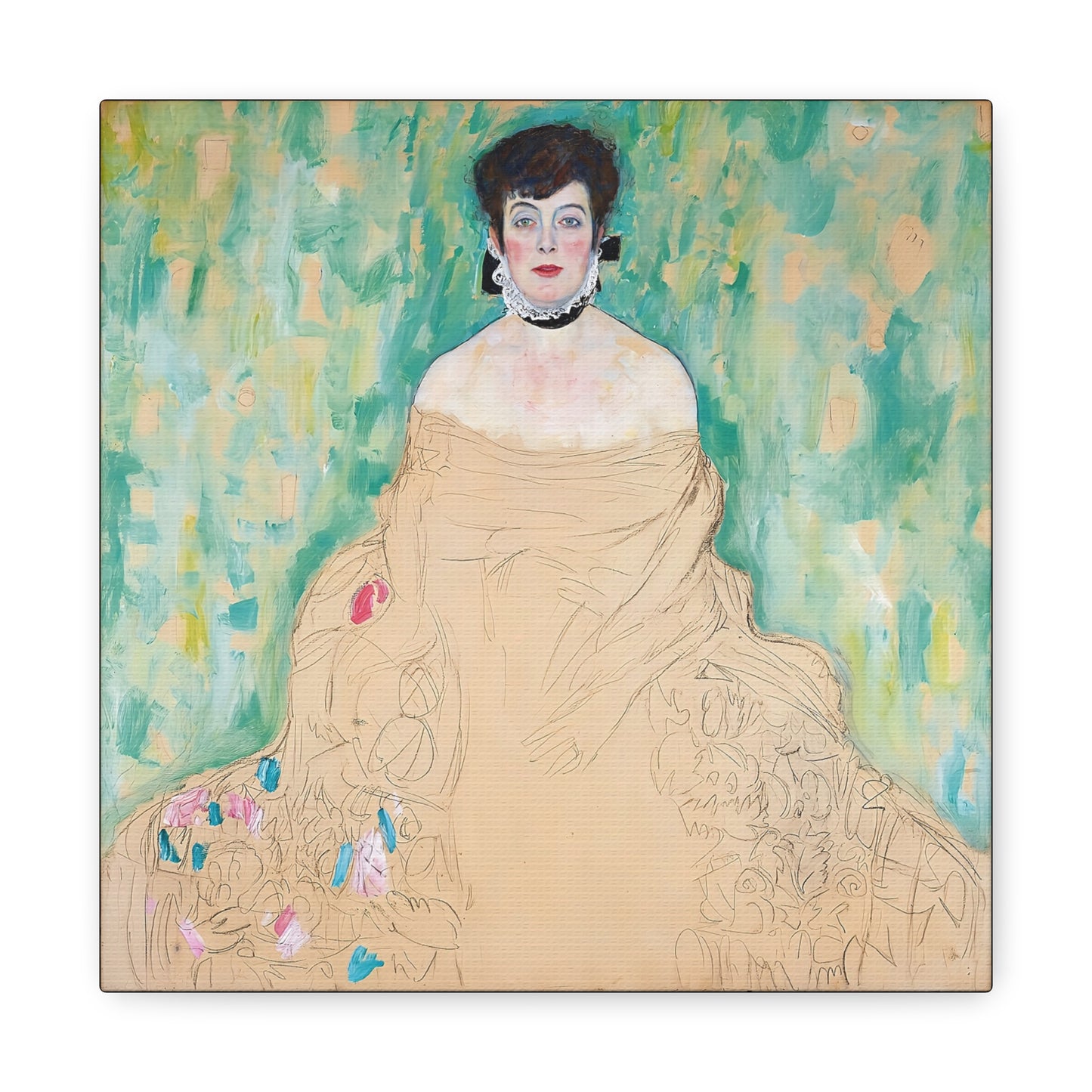 Amalie Zuckerkandl (1917) by Gustav Klimt / Reproduction Fine Art sur Toile / Flanc Large Epaisseur 3.2 cm - 1.25 inch