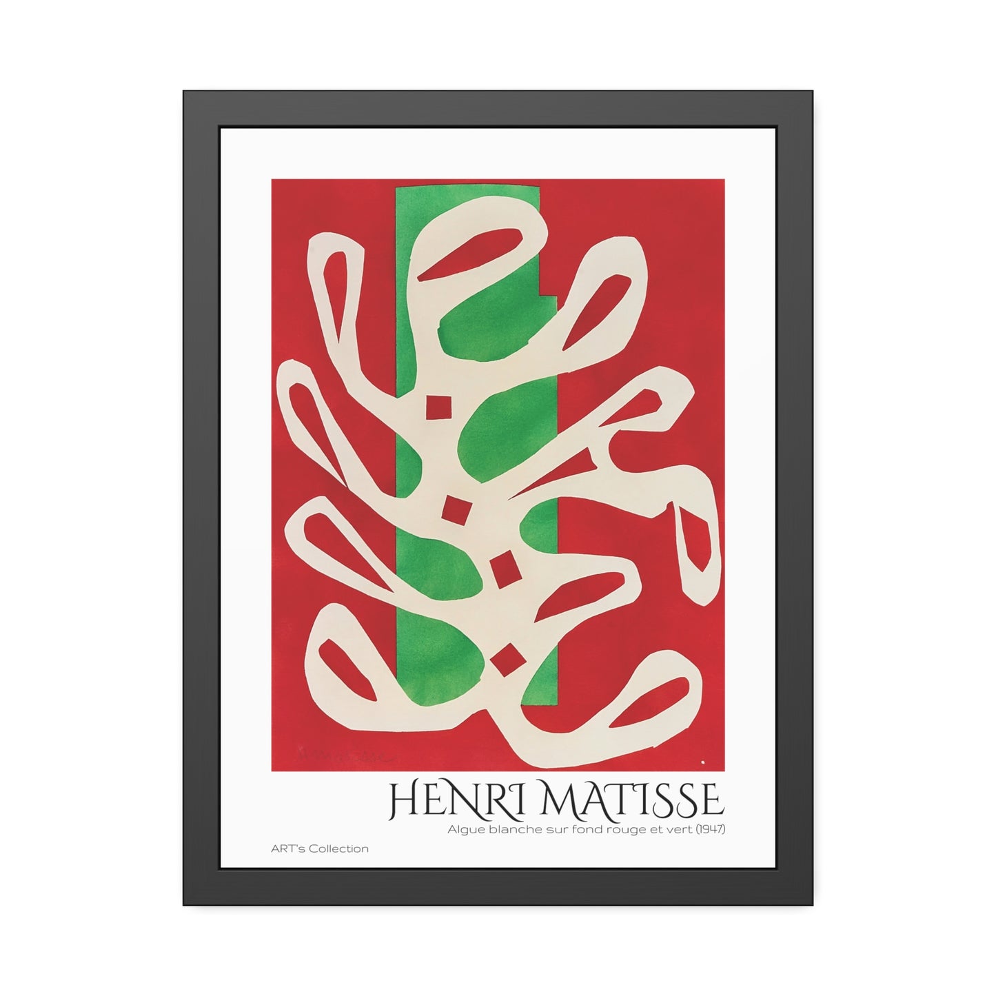 Algue blanche sur fond rouge et vert (1947) by Henri Matisse / Affiche Encadrée série ART's Collection