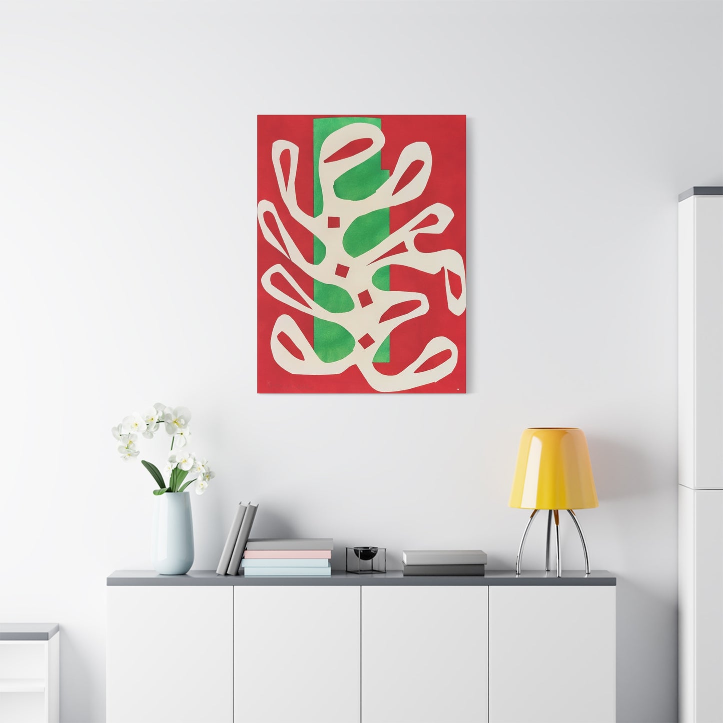 Henri Matisse / Algue blanche sur fond rouge et vert (1947) / Reproduction Fine Art sur Toile /  Epaisseur 3.2 cm - 1.25 inch