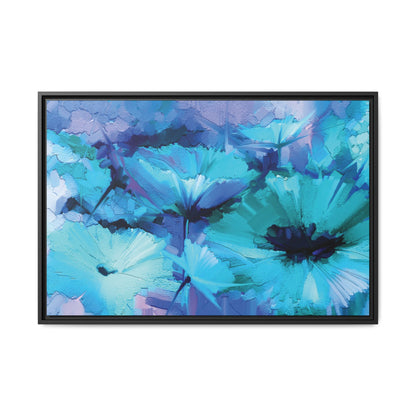 Tableau Floral Turquoise "Série Sign Collections" / Toile encadrée sur caisse américaine