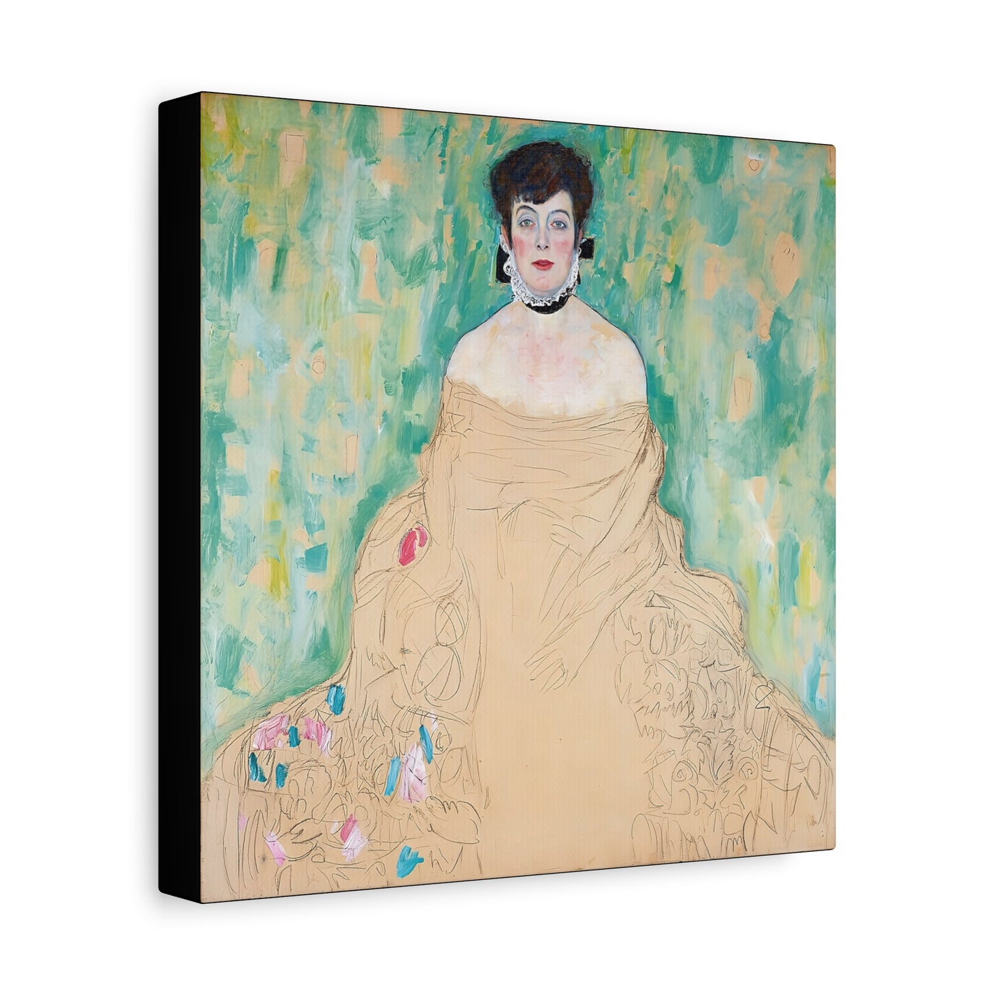 Amalie Zuckerkandl (1917) by Gustav Klimt / Reproduction Fine Art sur Toile / Flanc Large Epaisseur 3.2 cm - 1.25 inch