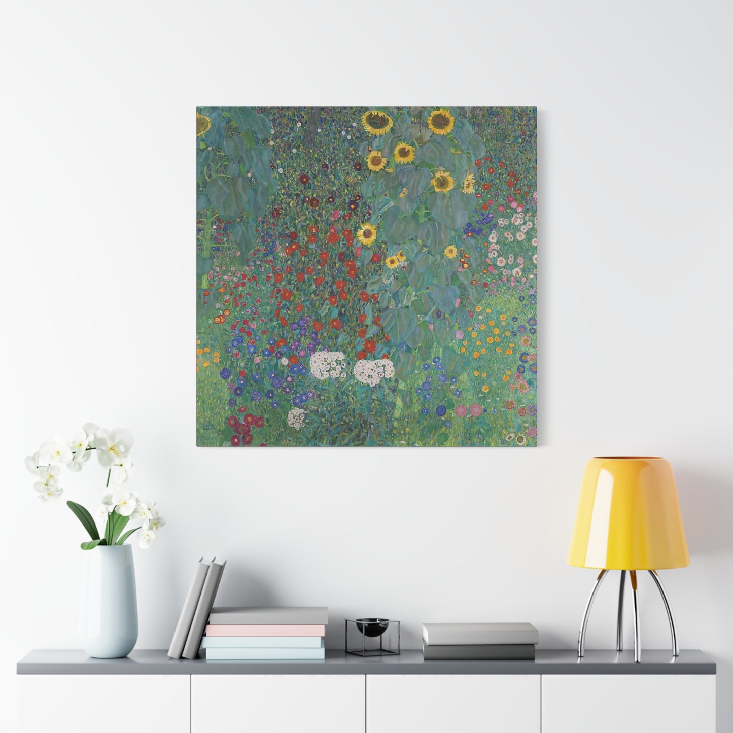 Cottage garden with sunflowers (1907) by Gustav Klimt / Reproduction Fine Art sur Toile / Flanc Large Epaisseur 3.2 cm - 1.25 inch