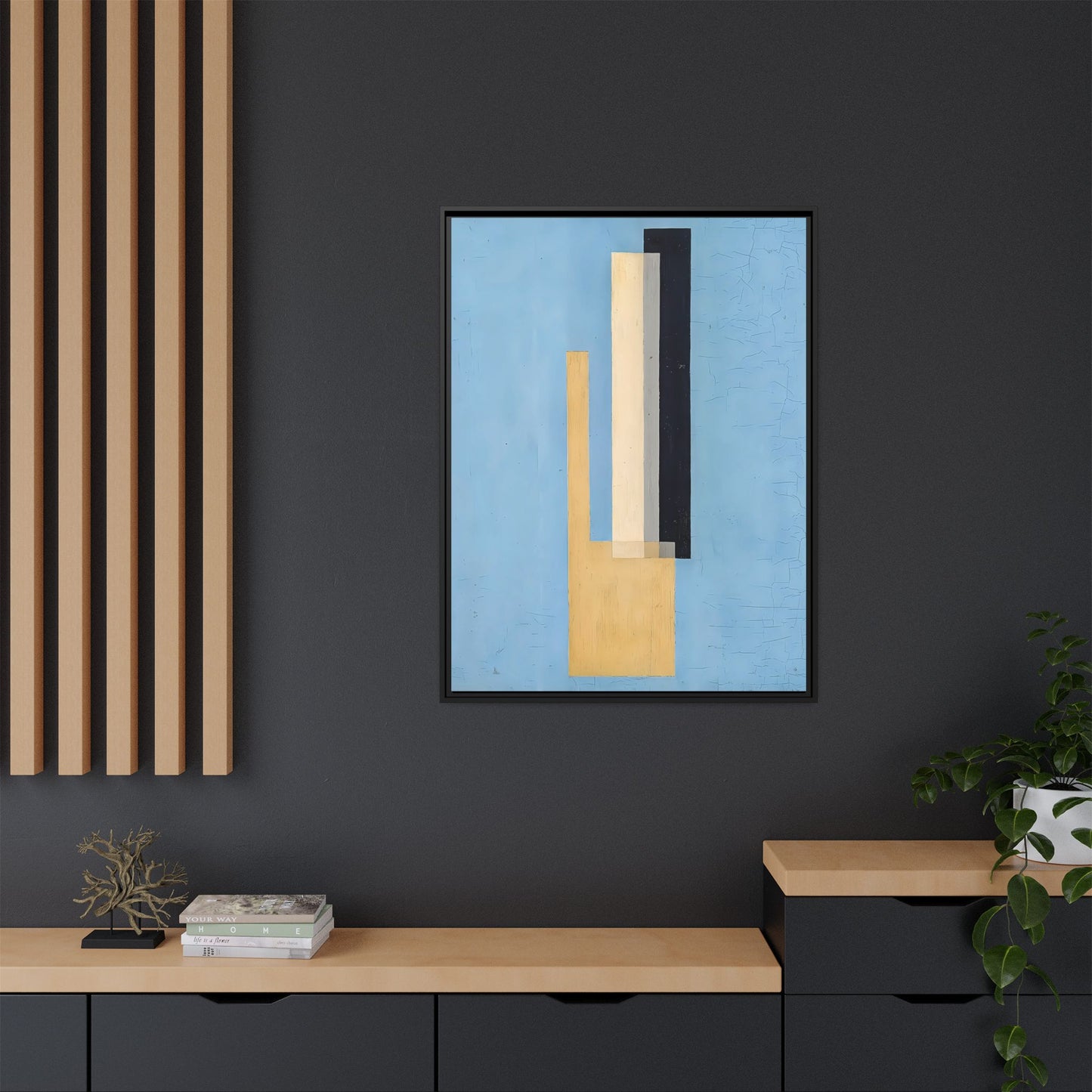 Konstruktion (circa 1920-22)  by László Moholy-Nagy  / Toile encadrée sur caisse américaine