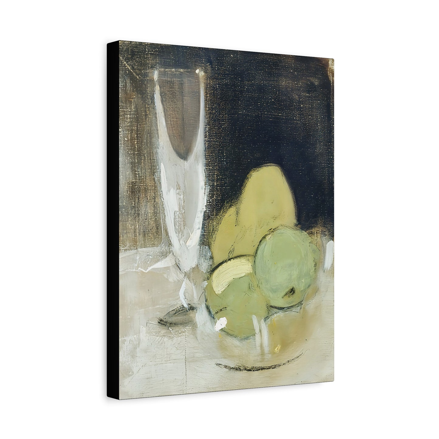 Green Apples And Champagne Glass (1934) by Helene Schjerfbeck / Reproduction Fine Art sur Toile /  Epaisseur 3.2 cm - 1.25 inch
