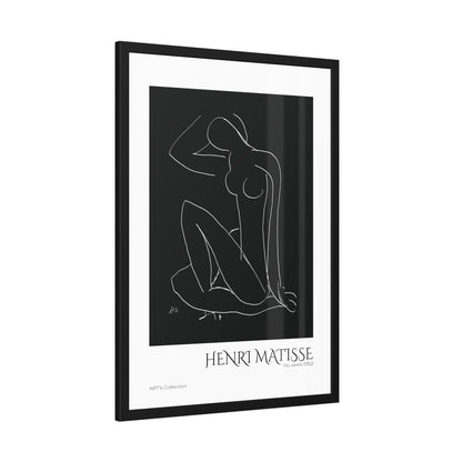 Nu assis (1952) by Henri Matisse version noire et blanche/ Affiche Encadrée série ART's Collection