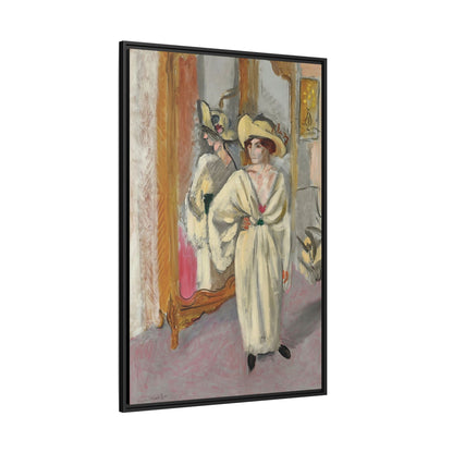 Femme en blanc debout devant une glace (1918-1919) by Henri Matisse / Toile encadrée sur caisse américaine