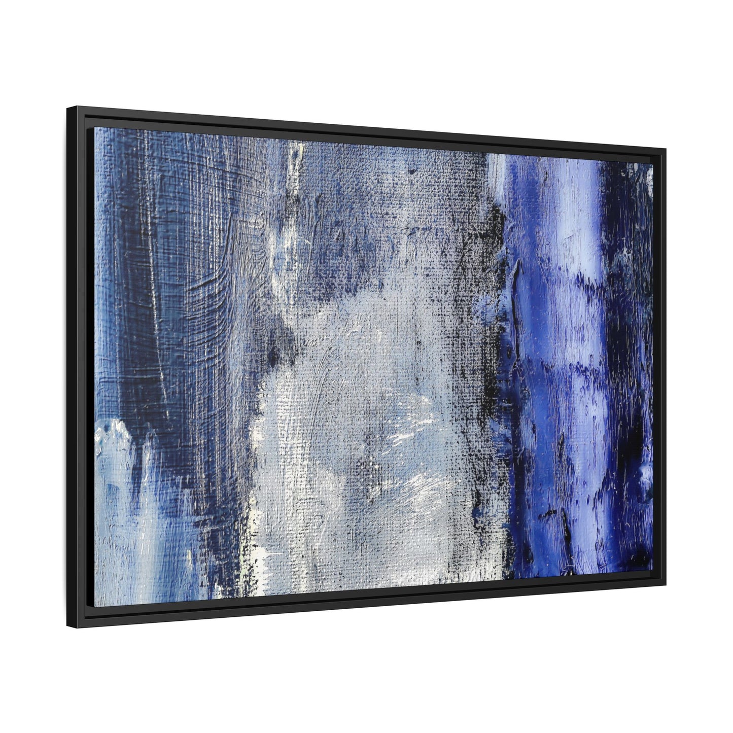 Tableau Beaux Arts Anthracite & Bleu Contrasté "Série Sign Collections" / Toile encadrée sur caisse américaine