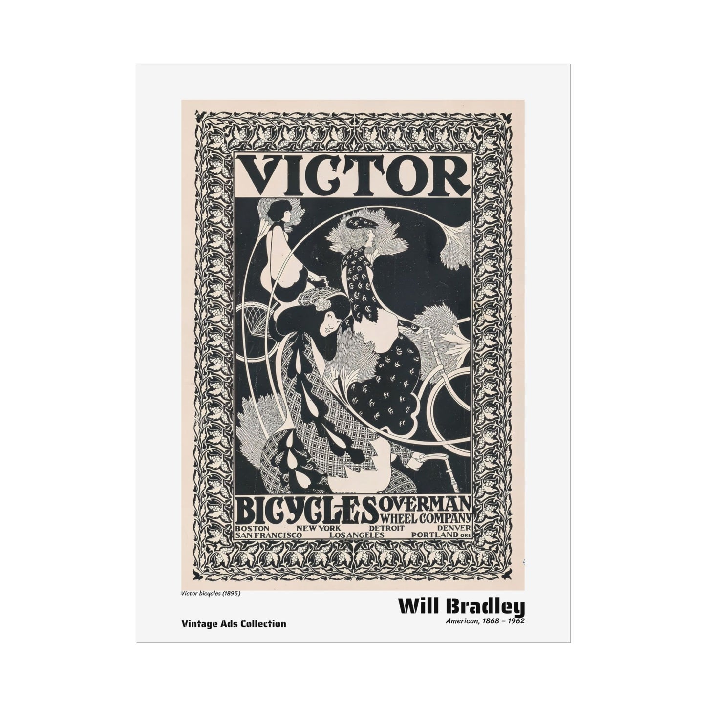Victor bicycles (1895) by Will Bradley / Affiche imprimée - Série Vintage Ads Collection