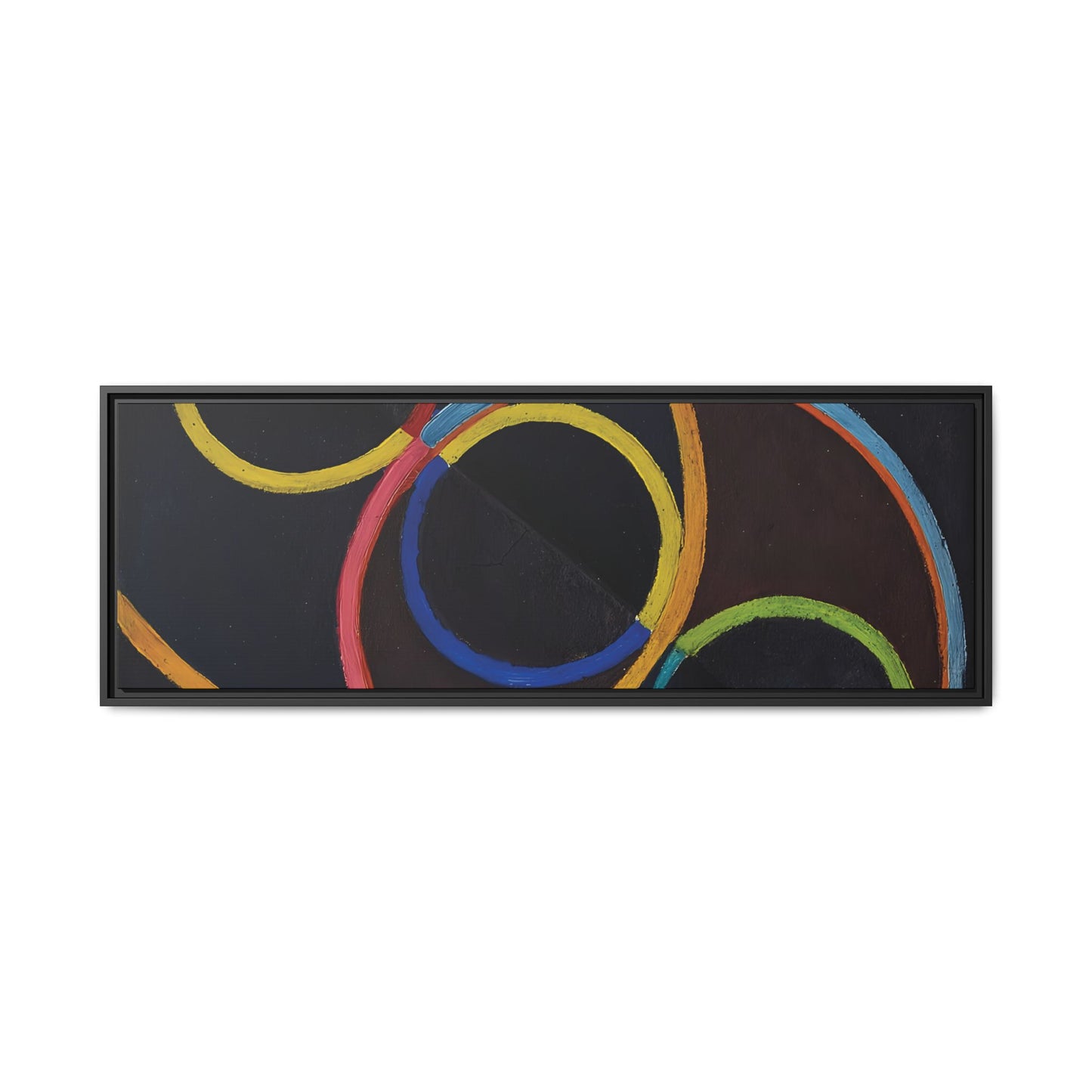Relief noir avec des cercles de couleur  by Robert Delaunay  / Toile encadrée sur caisse américaine