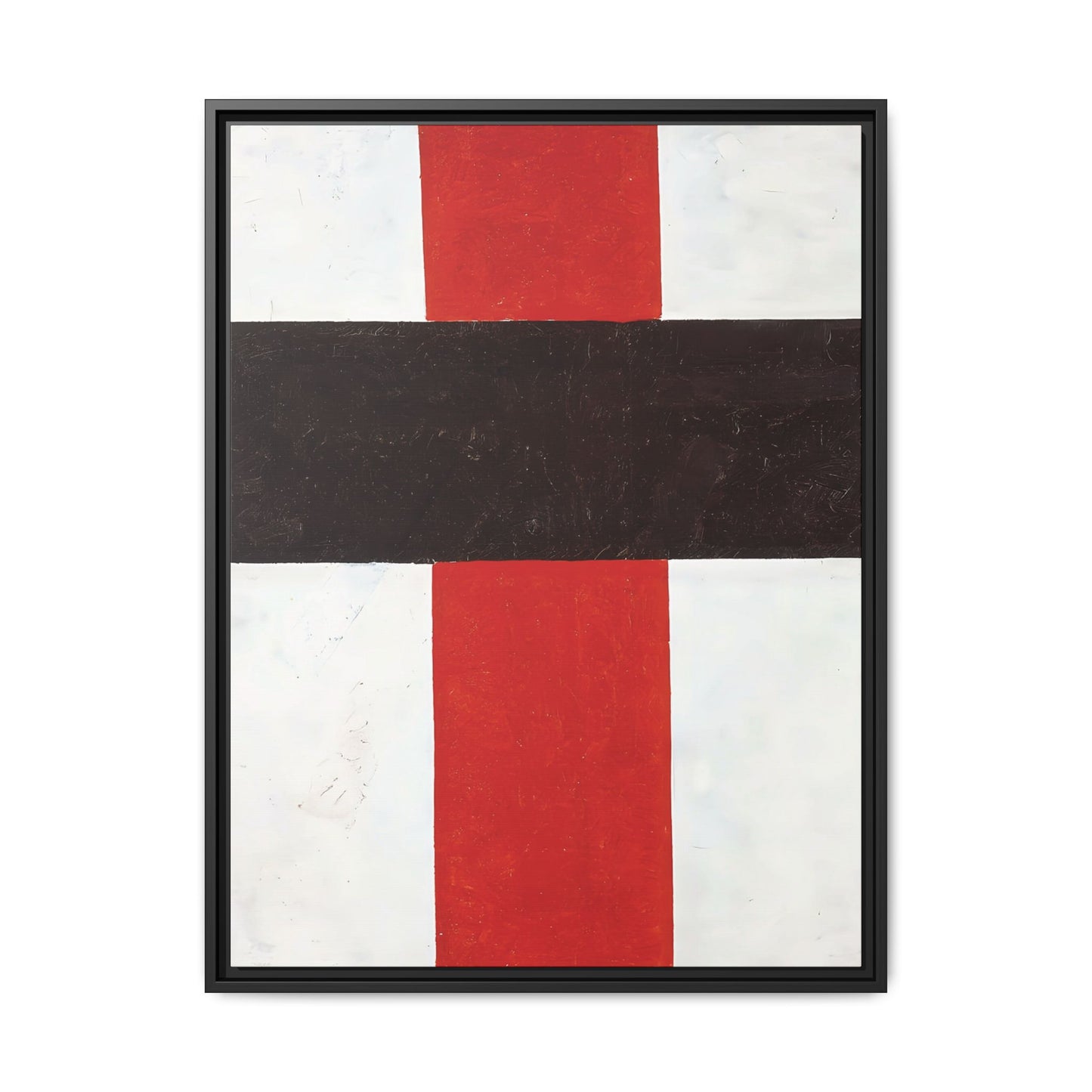 Large cross in black over red on white (1920) by Kazimir Malevich  / Toile encadrée sur caisse américaine