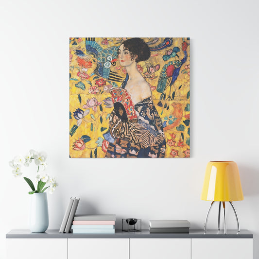 Woman with fan (1917-1918) by Gustav Klimt / Reproduction Fine Art sur Toile / Flanc Large Epaisseur 3.2 cm - 1.25 inch